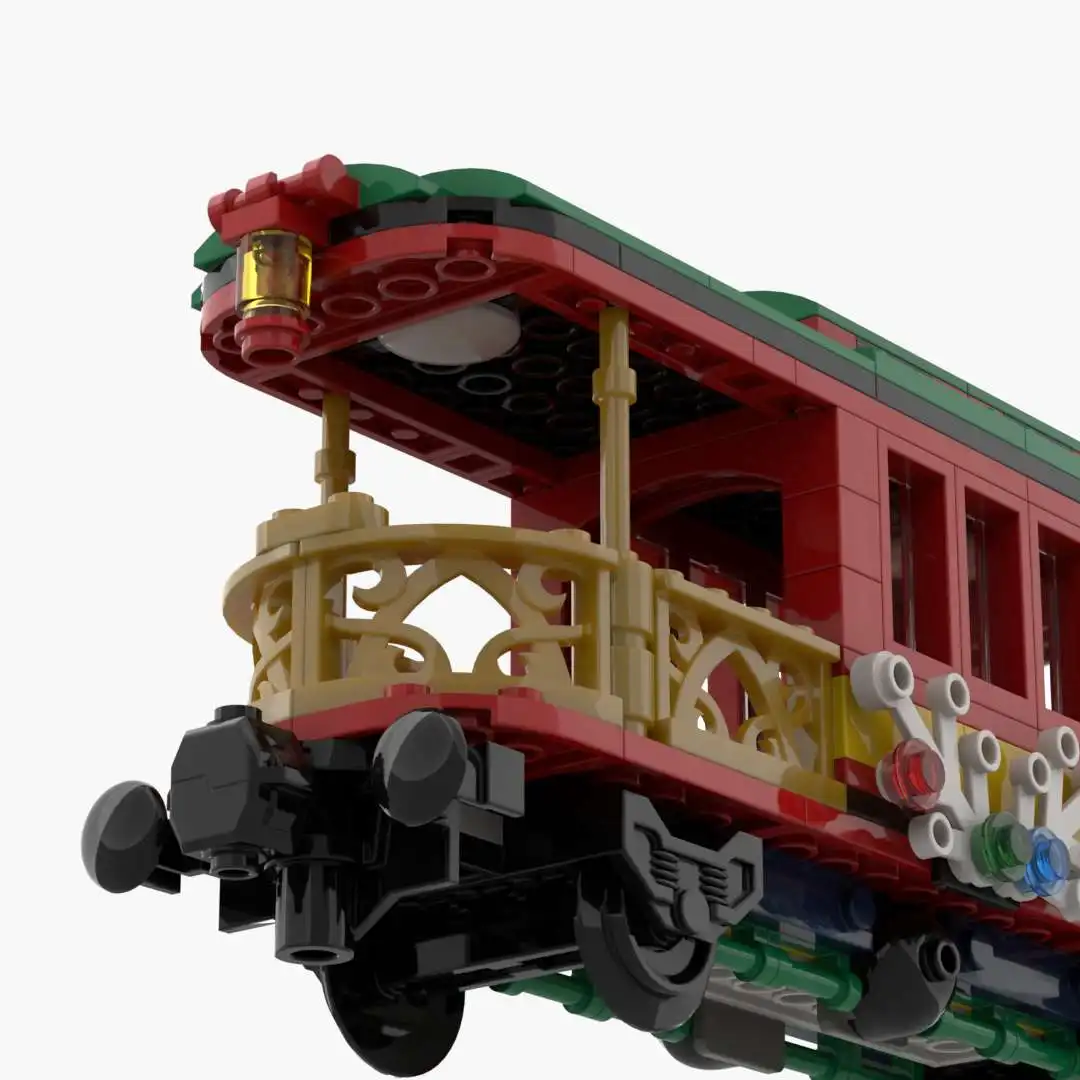 MOC Model Christmas Theme Sightseeing Train Building Blocks Carriage Classical Ornament Bricks Holiday Gift Toys for Children