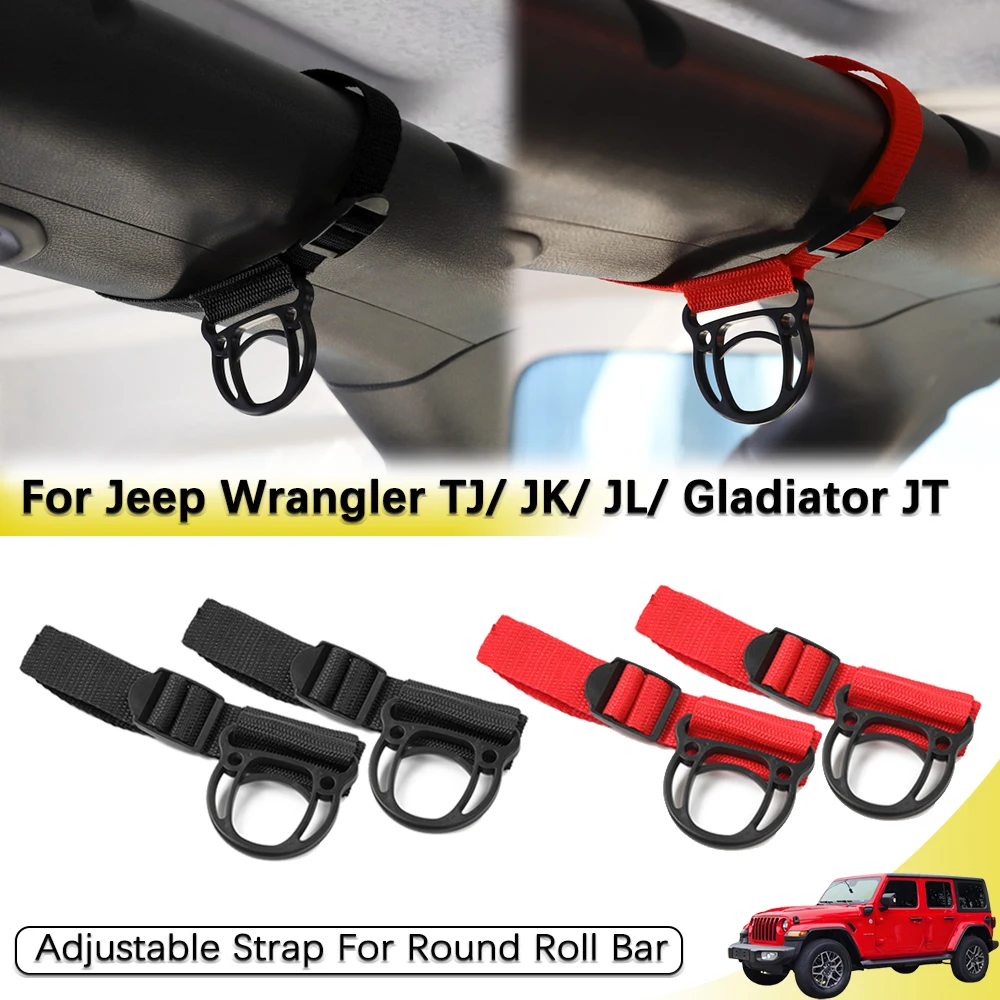 Roll Bar Clothing Hanger Hook Kit for Jeep Wrangler CJ YJ LJ TJ JK JKU JL JLU 4XE Gladiator JT Coat Hanging Rope Accessories