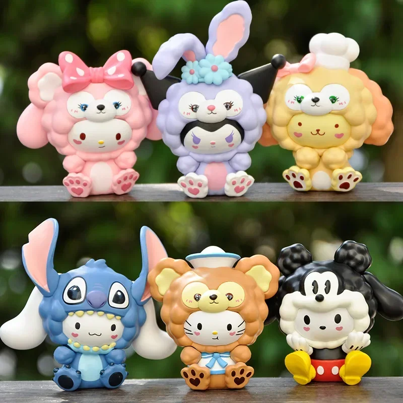 Sanrio Kittycat Figures Stitch Cosplay Linabell Action Figure Pochacco Cinnamoroll Kawaii Kuromi Gifts Model Toy for Kids