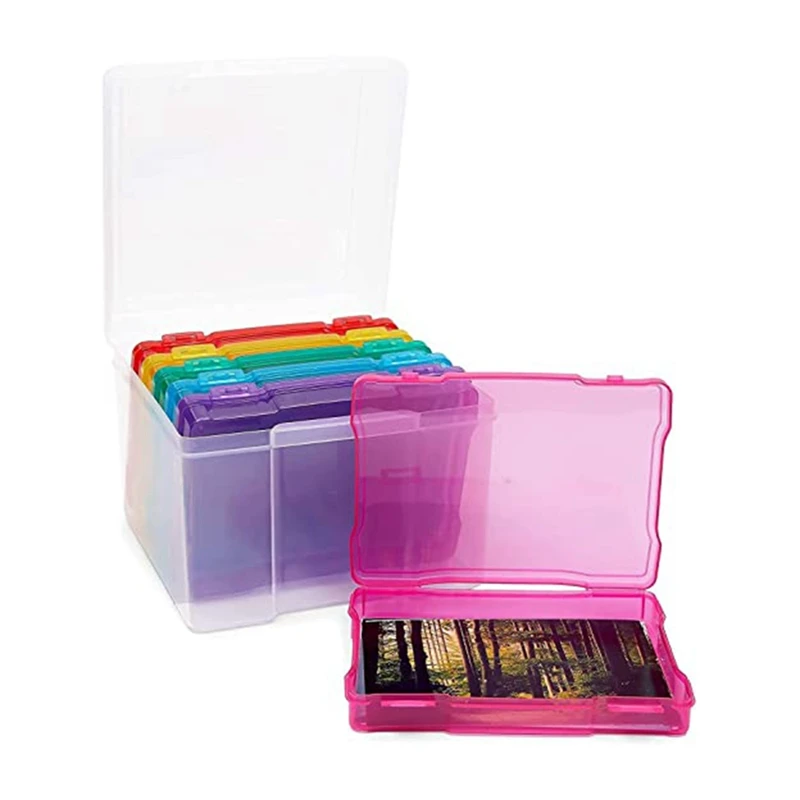 5X7 Inch Photos Cases And Clear Craft Keeper With Buckle Design 6 Inner Cases Plastic Storage Container Box