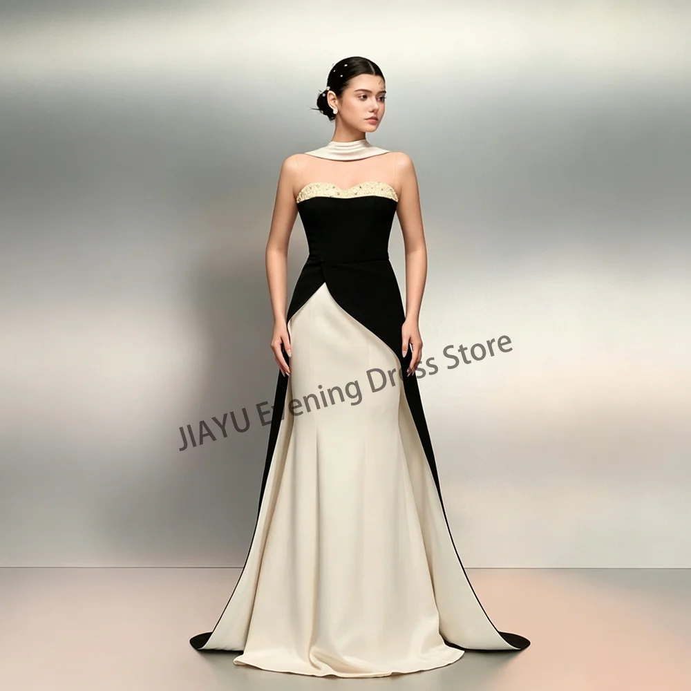 Classic Contrast Color Mermaid Sweep Train Prom Gowns Customzied Sleeveless Strapless with Ribbon Evening Dress New 2026