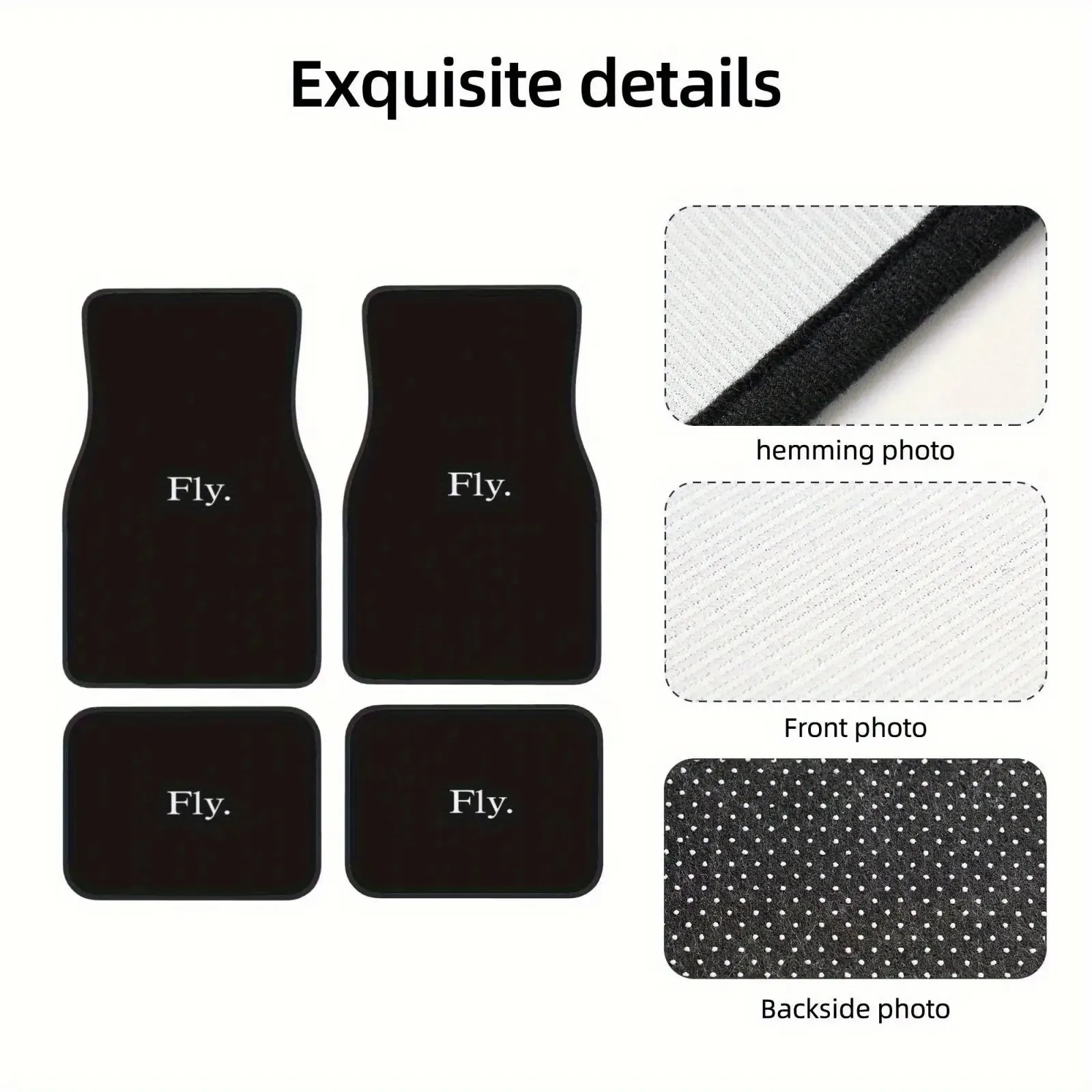 4pcs Flying Pattern Car Floor Mats | Modern Polyester Fiber Additions, Easy To Install, Universally Applicable For All Models
