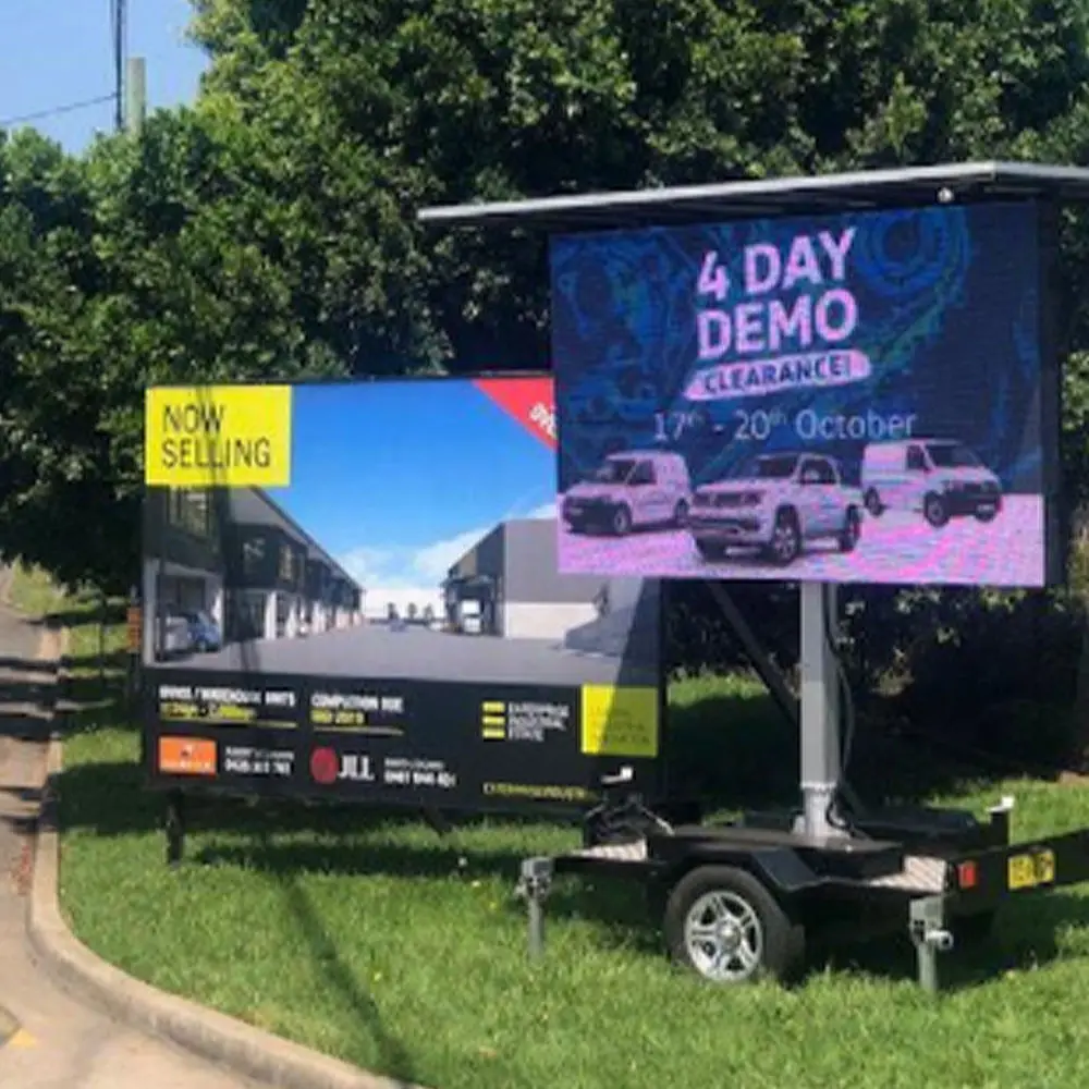 Solar Panel Powered P5 Outdoor Led Mobile Trailer Display Screen Mobile Led Advertising Trailer Display Signs