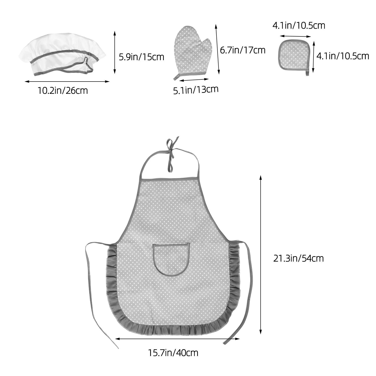 4-teiliges Kinderschürzen-Set mit Hut, für Kinder, Kochen, Backen, Küche, Spielkostüm, Rollenspiel-Aktivität für Kleinkinder, Mädchen und Jungen