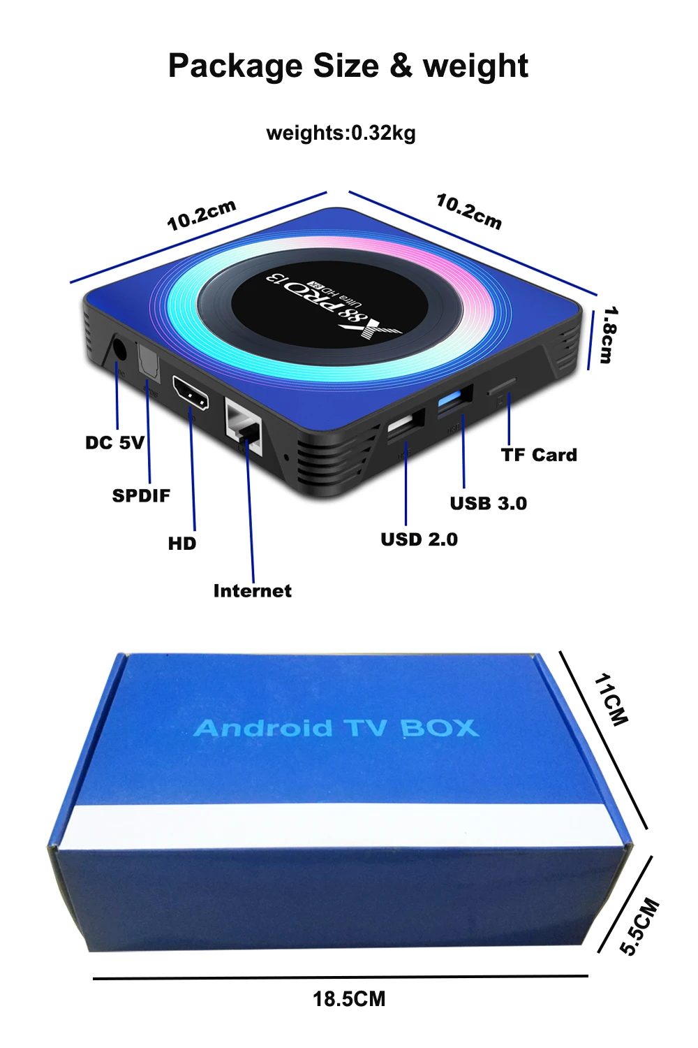 BOXPUT R5 Android TV Box – 4GB RAM, 64GB ROM, Android 13, RK3528, WiFi 6, BT 5.0, 8K-decodering, Met Spraakafstandsbediening En Screencast
