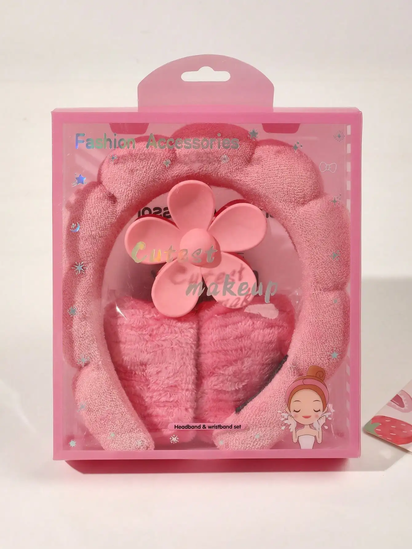 2026 New Pink Gift Box Cloud Headband Set Washing Face Wristband Set Hairband for Women Hair Accessories Holiday Gift Headwear