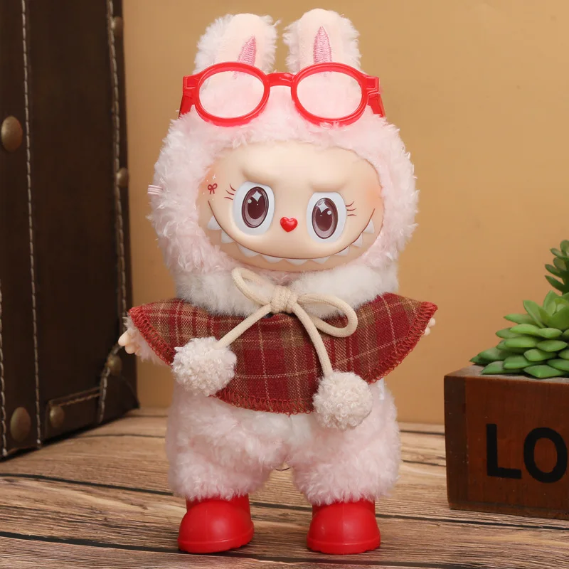 Conjuntos de trajes de muñeca de vinilo de felpa de 17cm con varios estilos, perfectos para muñecas Labubu, juegos de accesorios de moda para niñas