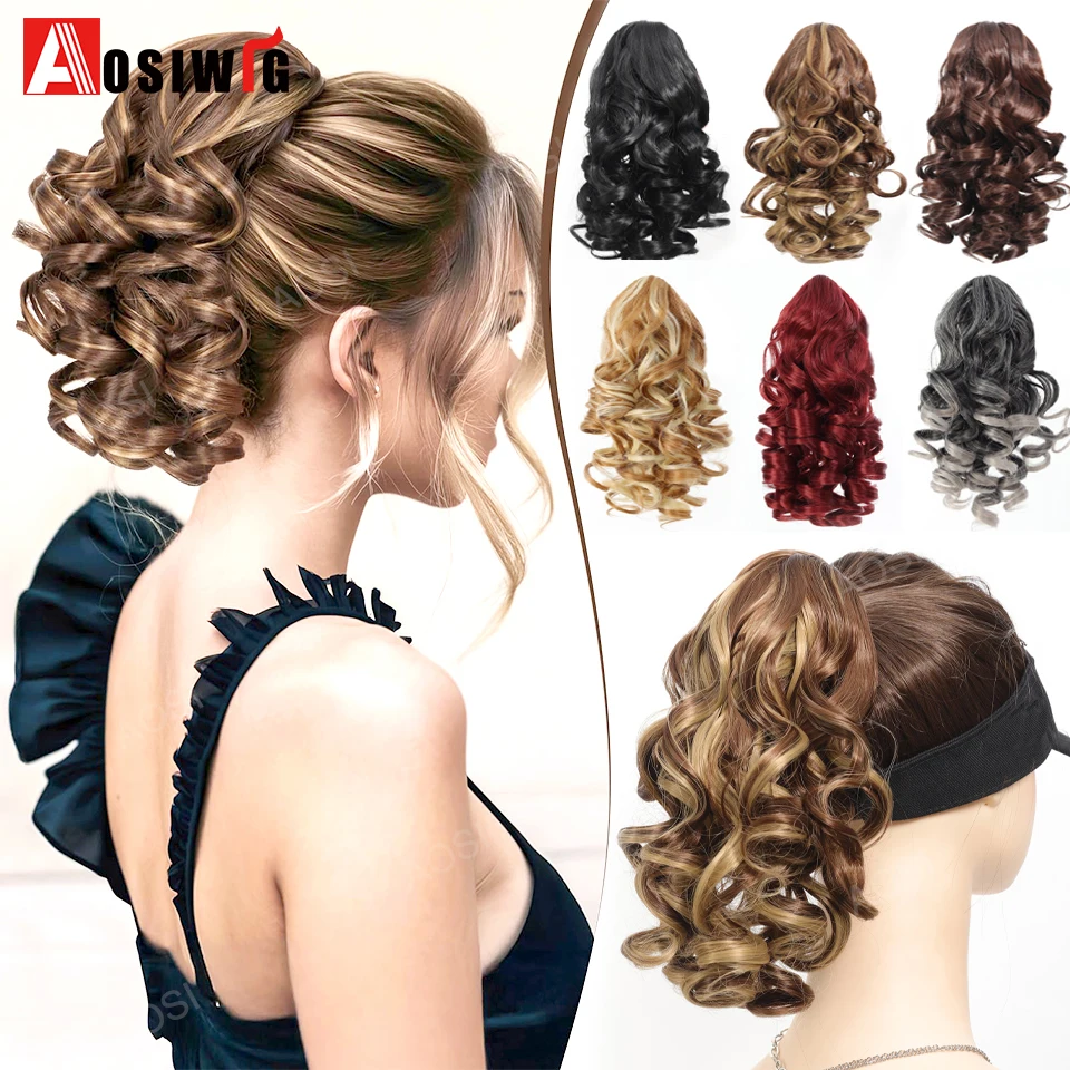 

AOSI 12 дюймов волнистый хвост с когтями синтетические хвостики для женщин черный блондин красный хвост на заколке для наращивания волос для ежедневного косплея