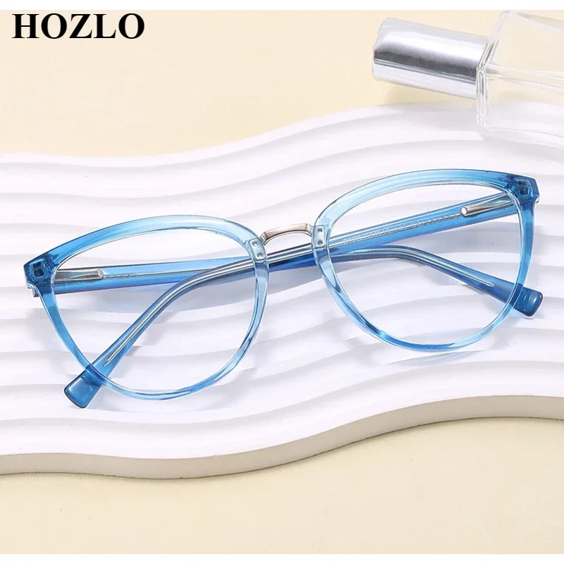 New Fashion Women Cat Eye Anti Blue Light Glasses Female Ladies Retro Insert Core Legs Spectacles Frame Custom Prescription Lens