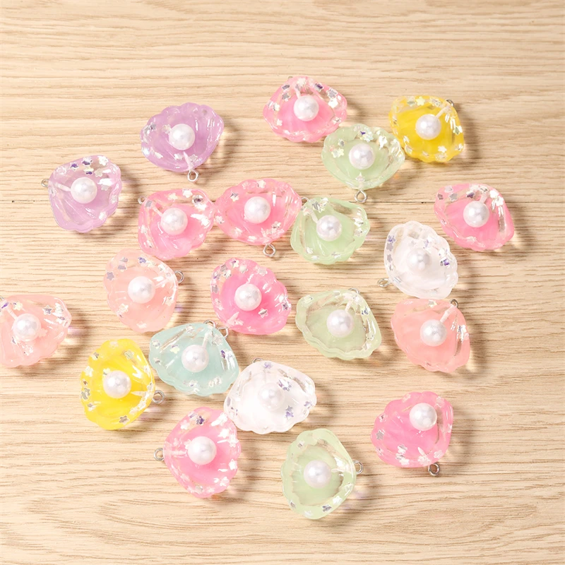 10 Stück 27x22mm Niedliche Bunte Harz-Muschel-Charms Anhänger zum Basteln von Halsketten, Ohrringen, Armbändern, DIY-Handwerk und Schmuckzubehör – Detail 5
