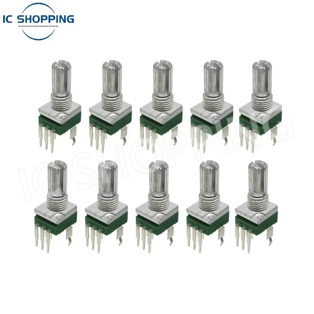 10PCS RK097 Precision Potentiometer Vertical Single Link Shank L=15mm Gearless 5-pin B250K B5K B10K B20K B50K B100K B500K B1M