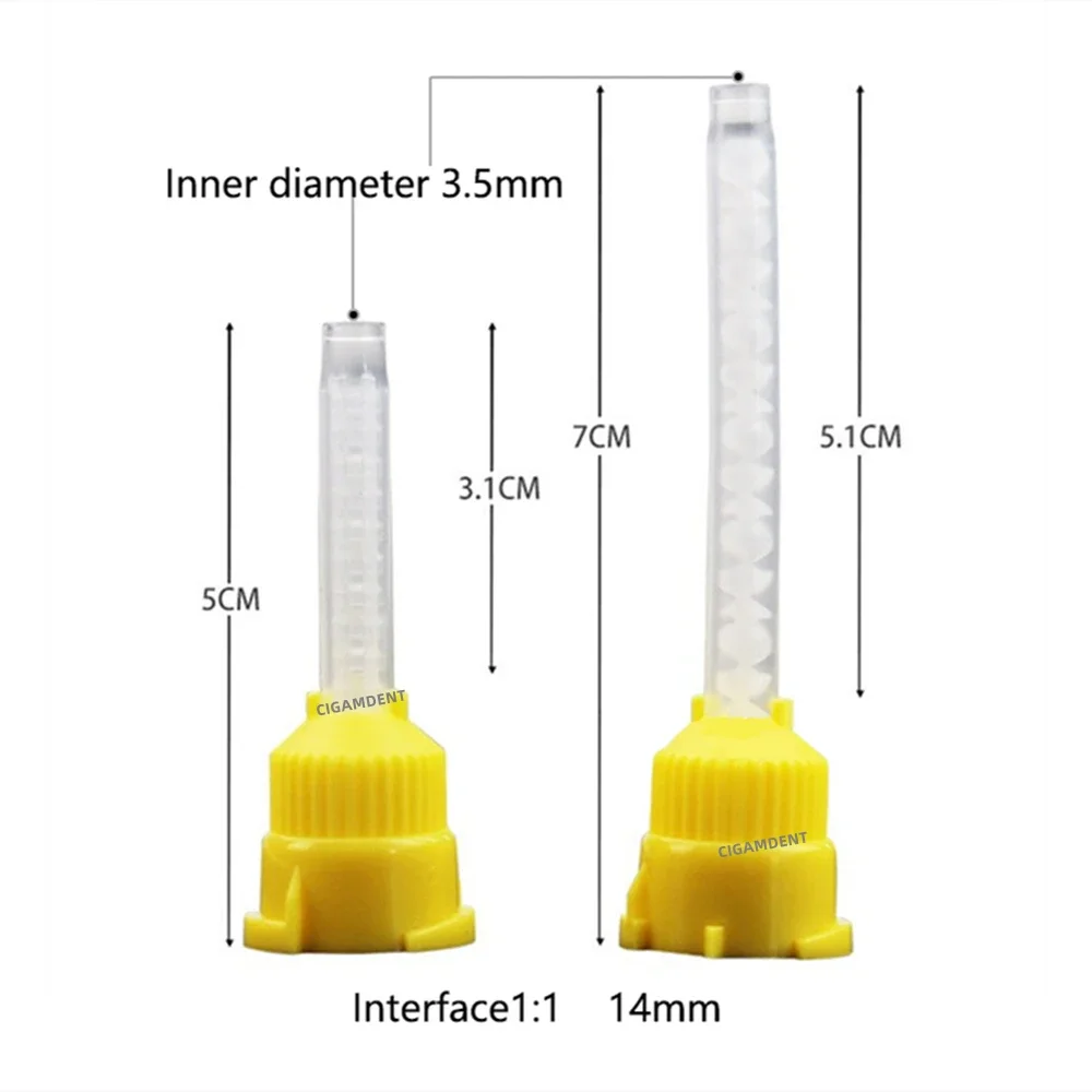 50pcs Dental Intraoral Impression Mixing Tips Nozzles Mixer Syringe Silicone Rubber Gun Conveying Mixing Head