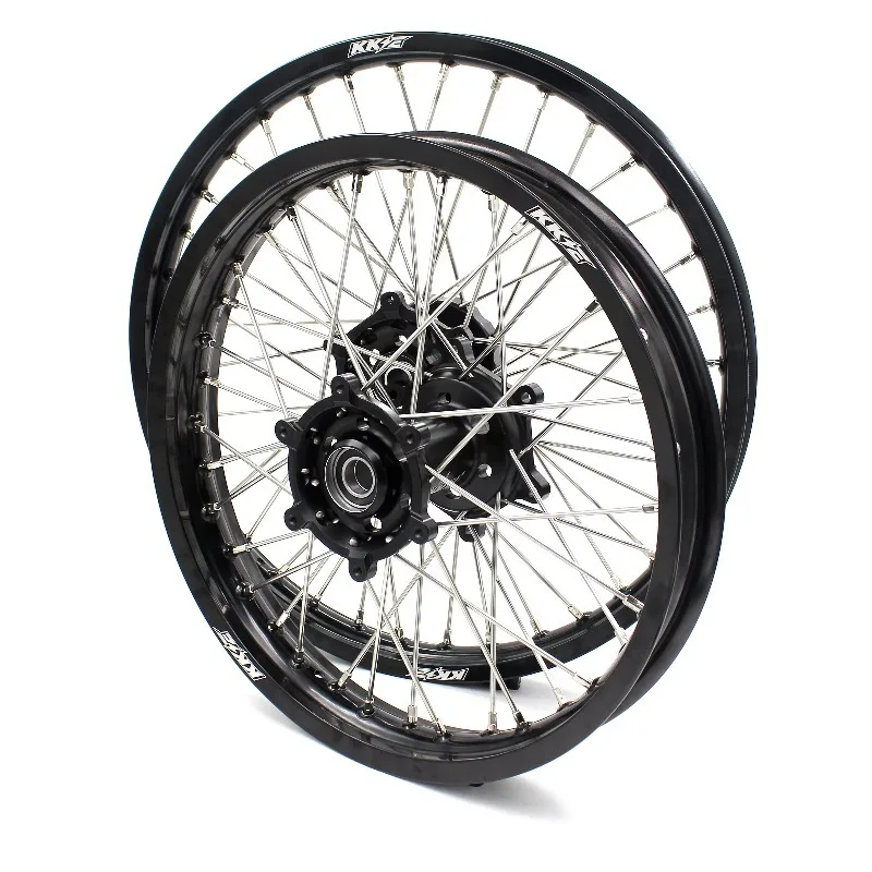 

【2025】 Motorcycle 18 Inch Alloy Wheels Rims Set Compatible for SUZUKI DRZ400 DRZ400E DRZ400SM DRZ400S 2000-2024 Black Hub/Rim