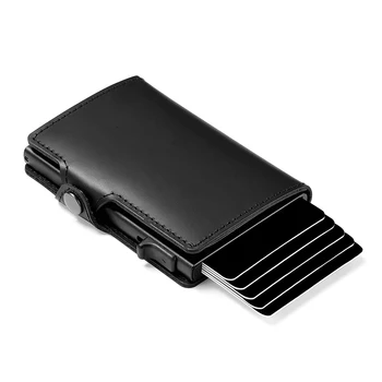 CASEKEY 남성용 오일 왁스 정품 가죽 팝업 지갑, RFID 차단 신용카드 홀더 슬림 미니멀리스트 카드 케이스, 포켓 포함