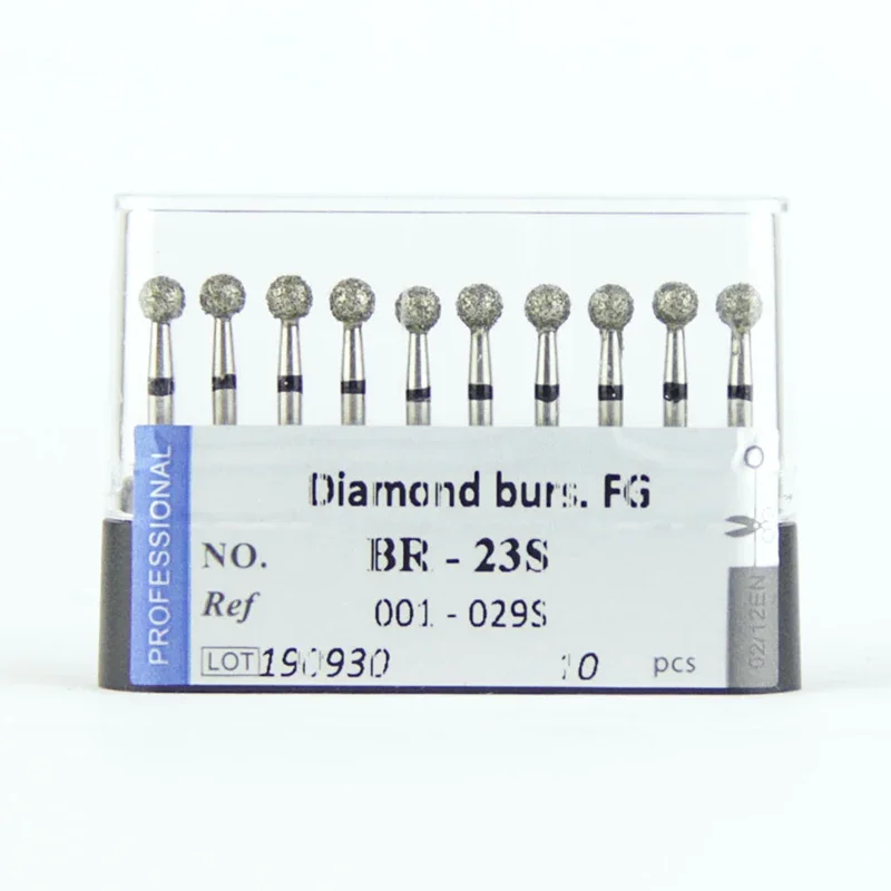 10pcs Dental Burs Diamond FG for Drill 001-029S Round Type Burs BR-23S Black Rings Super Coarse Dental Tools Dentistry Equiment