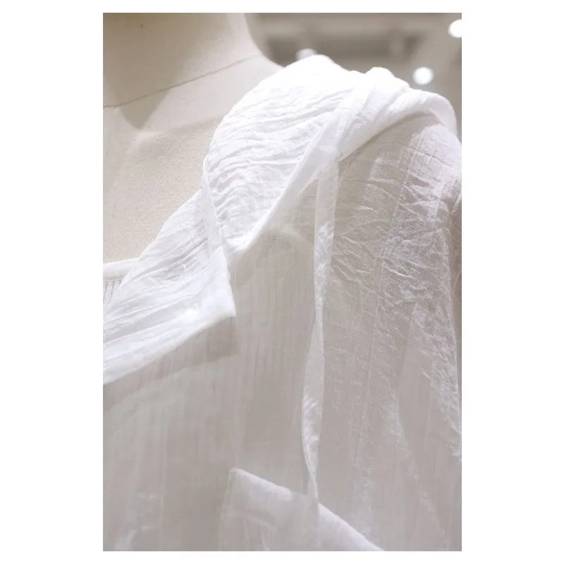 Dun dun en micro tot 2025, zomernieuwe losse, slanke, middellange, dunne damesblouse met lange mouwen en zonnebrandcrème met capuchon