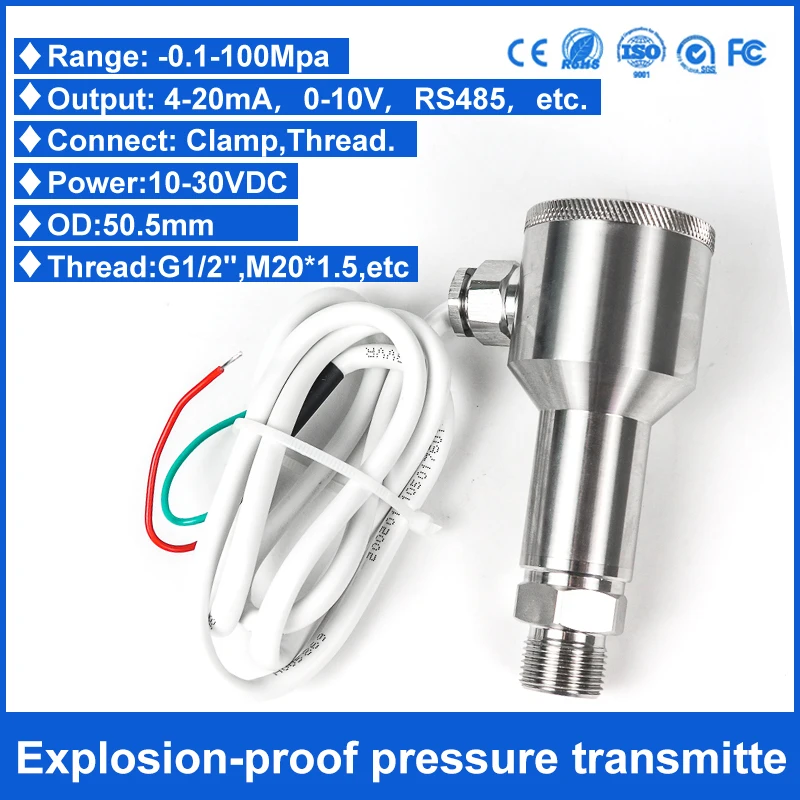 RS485 Pressure Transmitter 2Wire G1 / 4 600Bar Explosion-Proof Oil Pressure Sensor