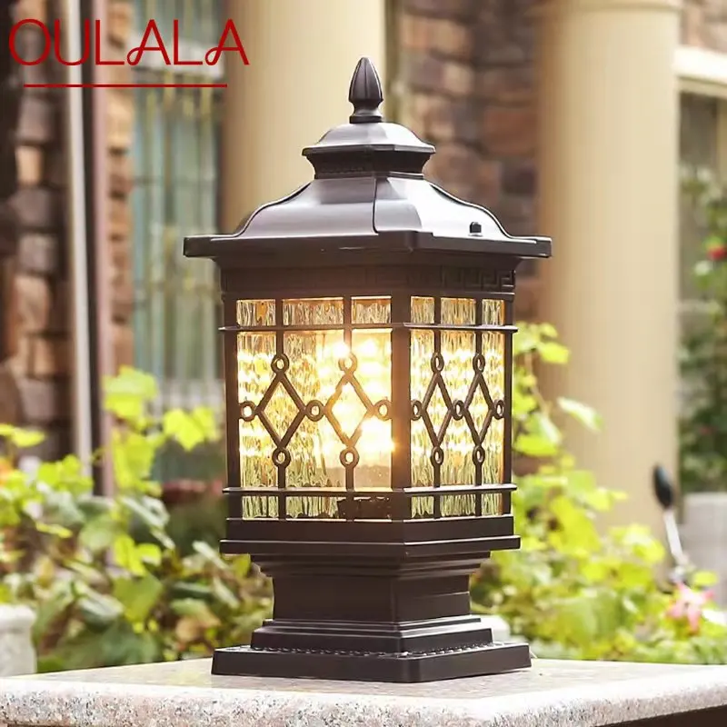 

OULALA Outdoor Classical Post Lamp Simple Electricity LED Pillar Light Waterproof for Villa Courtyard Retro Garden Landscape