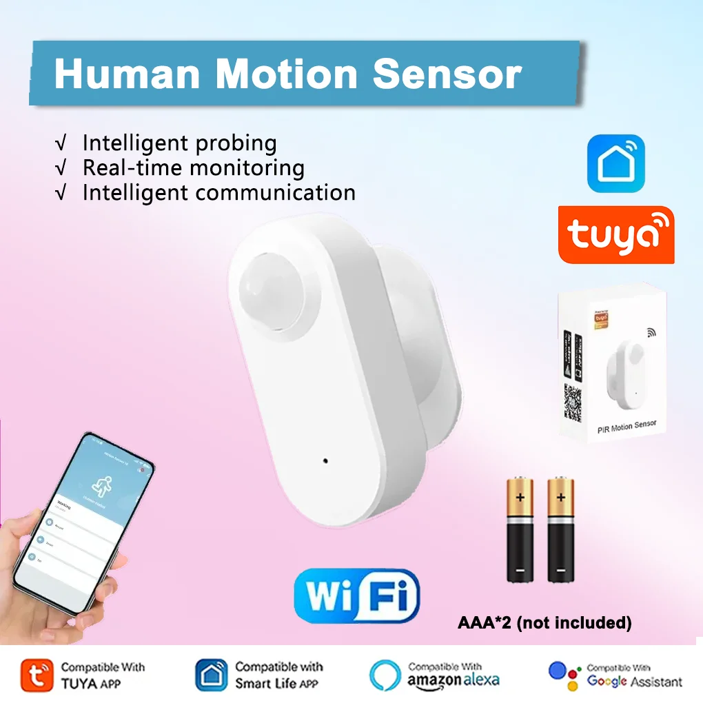 

Tuya WiFi PIR Human Motion Sensor Motion Detector 360° Rotatable Linked Smart Home Smart Life APP Alexa Google Assistant