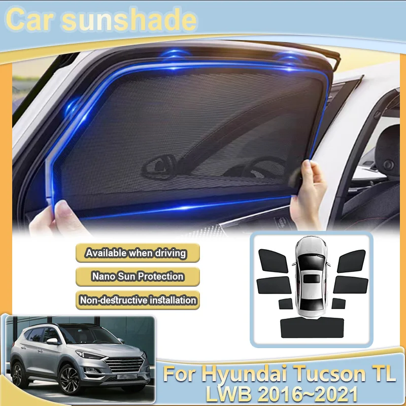 

Автомобильный сетчатый солнцезащитный козырек для Hyundai Tucson TL LWB, аксессуары 2016 ~ 2021 2018 2019, солнцезащитный крем, блокирующие свет шторы, автомобильные аксессуары