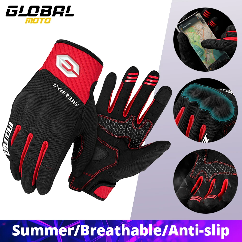 

Летние дышащие мотоциклетные перчатки с полной защитой пальцев, сенсорные, противоскользящие, для мотокросса и гонок