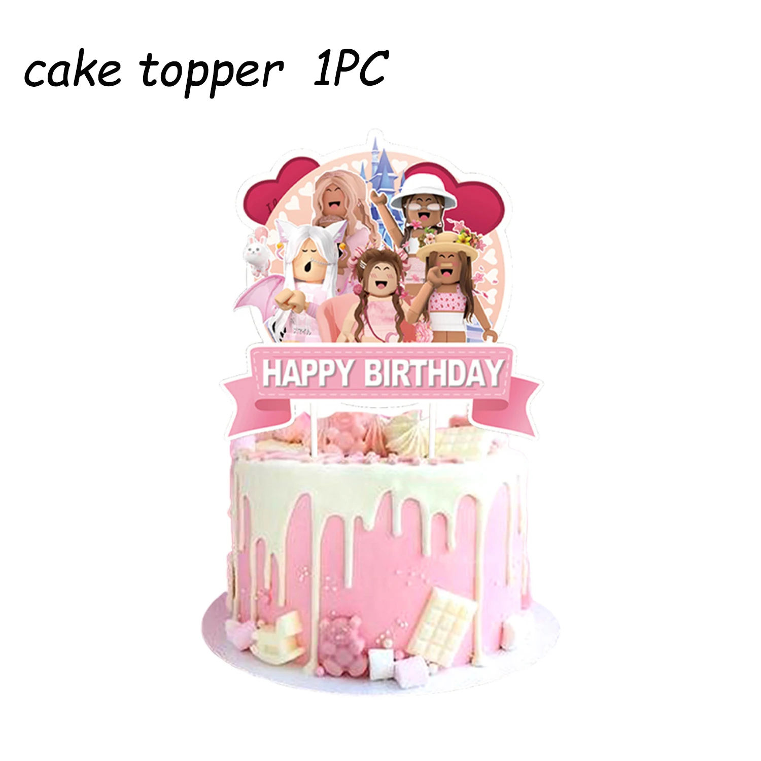 Roblox حفلة عيد ميلاد كعكة توبر كب كيك توبر مجموعات استحمام الطفل للأطفال حفلة عيد ميلاد زينة لوازم الهدايا #5