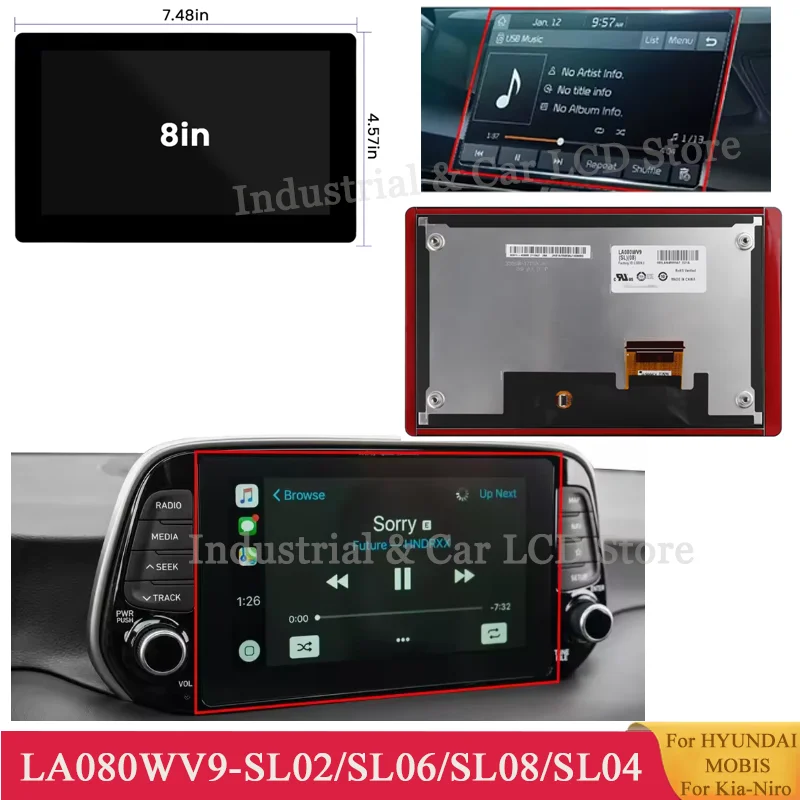 New 8 Inch LA080WV9-SL02 LA080WV9-SL08 SL06 SL04 96560-S2301UAY 96160G5770 96160 S870 LCD With Touch Screen For Hyun-dai SantaFE