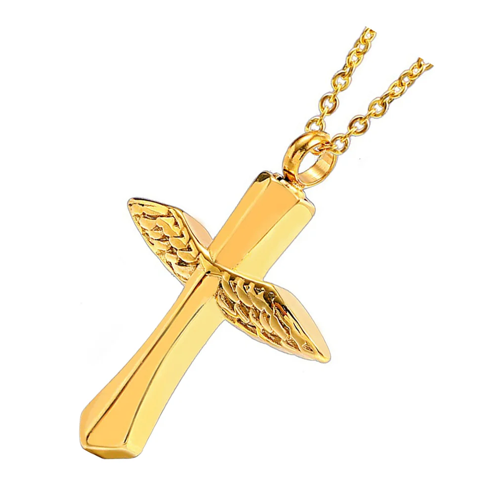 Cross Pendant Cremation Keepsakes Necklace Urn Memorial Jewelry Alloy Wing Store Ashes Loved Close Heart Unique for ashes