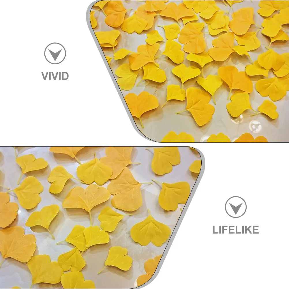 

108pcs Fake Ginkgo Leaves Realistic Silk Wedding Home Party Decor Bright Yellow Simulation Fall Decoration Supplies