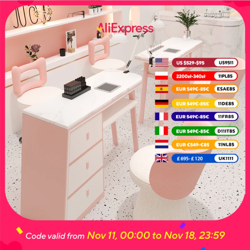 تصميم تخزين Kawaii مسمار مكتب كرسي المنظم درج الجمالية الشمال طاولة مانيكير مجمع الغبار Nageltisch صالون الأثاث #1