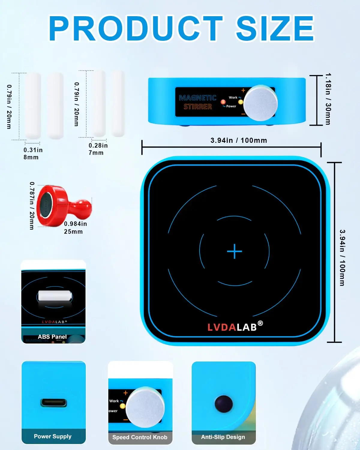 LVDALAB 3000ml  Mini Magnetic Stirrer,  3000RPM Stirrers for Low Viscosity Liquid, No Heating Basic/Rechargeable