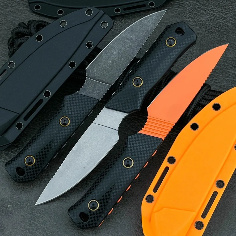 

Portable Outdoor Tactical Straight Knife Durable Fixed Knives D2 Steel Blade Nylon Fiber Handle Fruit Knives Camping Knives