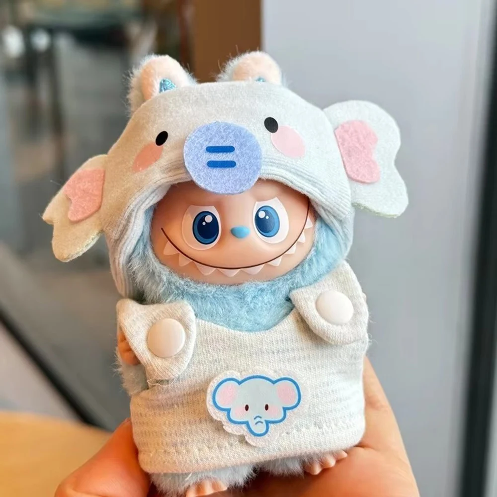 

Одежда для 10 см, новый комплект одежды Labubu 4,0, комбинезон с милым животным узором, одежда, повязка на голову, аксессуары для мини-кукол [без куклы]