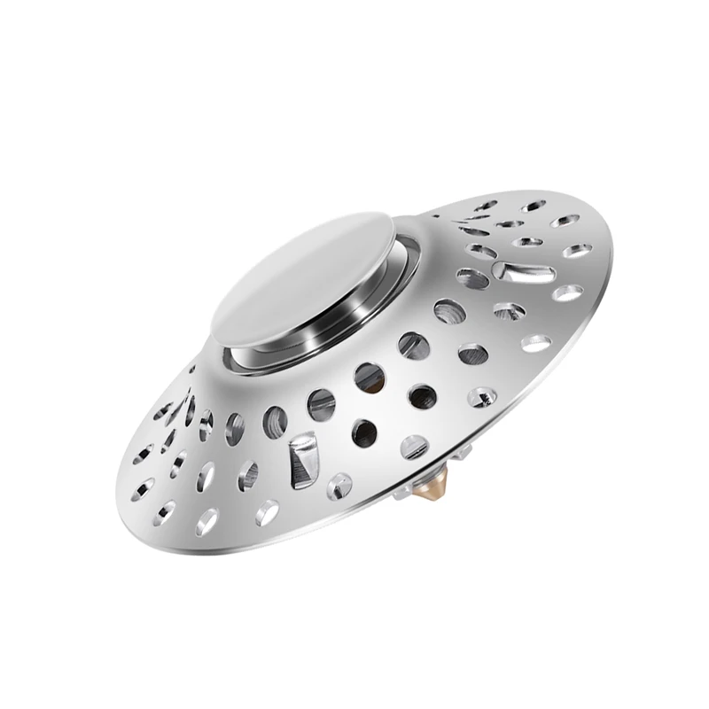 TKOH-2 In 1 Bathtub Stopper With Drain Hair Catcher, Anti-Clogging Tub Stopper With Dual Filtration, For 1.4-2.0In Drain Hole
