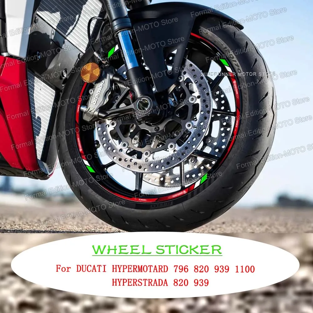 

For DUCATI HYPERMOTARD 796 820 939 1100 HYPERSTRADA 820 939 Motorcycle Wheel Sticker Waterproof Hub Decal Rim Stripe Tape 17inch