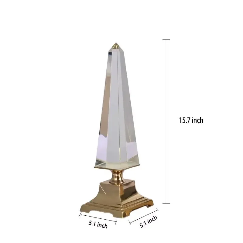 Modern Handmade Titanium Crystal Prism Decorative Art Craft with Transparent Metal Base for Office Bedroom Indoor Home