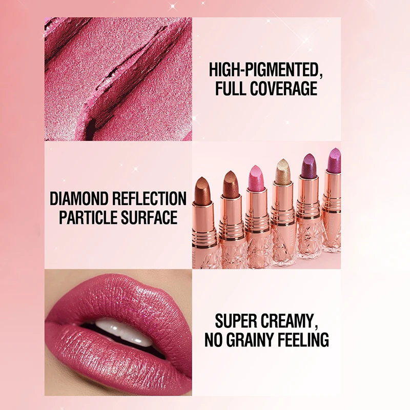 Fine Glitter lipstick, quicksand gold lipstick, moisturizing silky mermaid girl pink, long-lasting waterproof， grapefruit orange