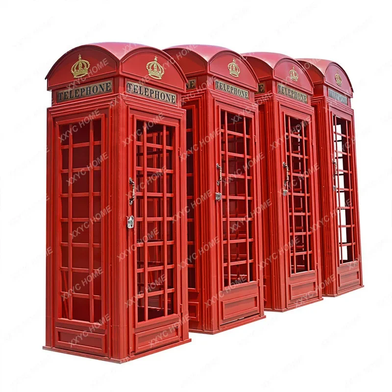 

Retro Iron Art Handicraft Shop Telephone Booth Large Outdoor Decoration Decoration Photography Props Post Box Book Booth