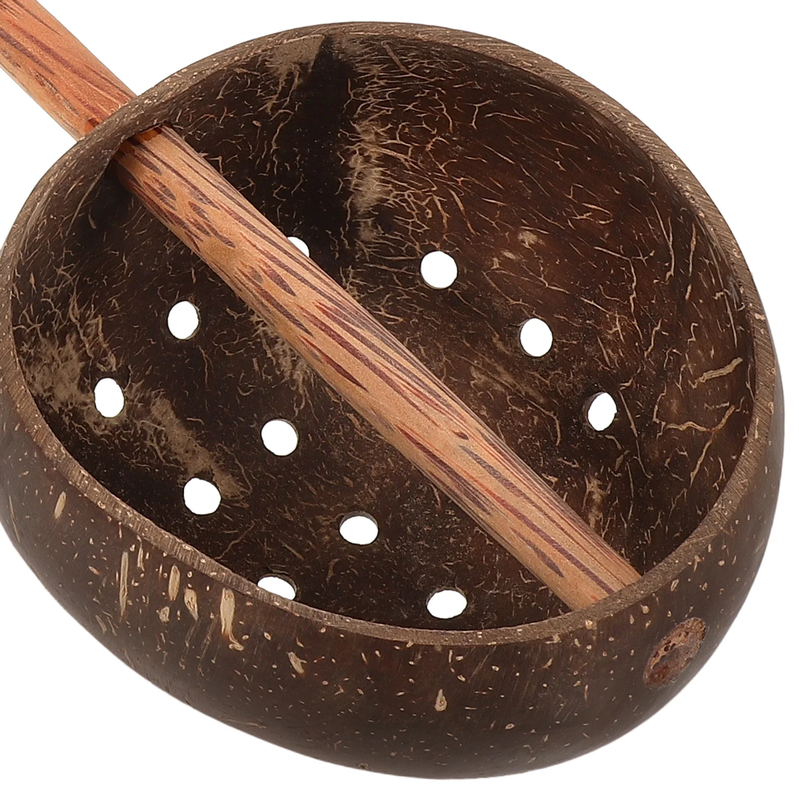 

Slotted Spoon Coconut Shell Thickened Large Capacity Long Handle Kitchen Serving Utensil Reusable Household Use