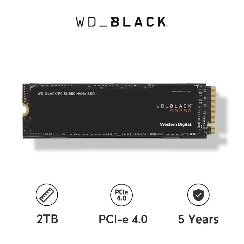 لـ WD_BLACK SN850 1 تيرا بايت NVMe محرك الحالة الصلبة المدمج PCIe 4.0 Gen4 500GB SSD، ما يصل إلى 7000 ميجابايت/ثانية M.2 2280 لـ PS5 2 تيرا بايت