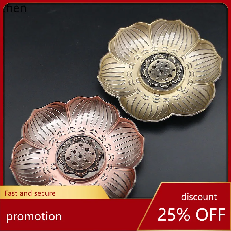 

Cz non-falling holder bottom lotus incense plate antique copper nine-hole incense holder for home vertical incense burner