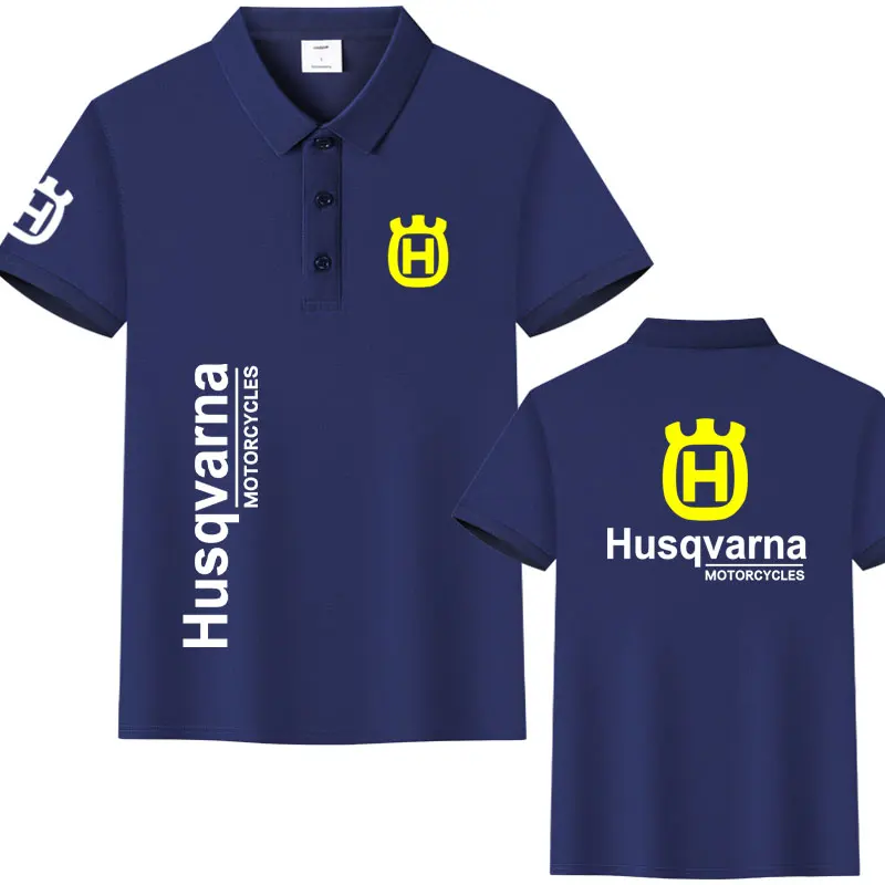 Husqvarna Team Motorcycle Clothing Ice Silk Cotton  Shirt Summer New Short Sleeve T-Shirt Men's Standard Fit Biking Tee