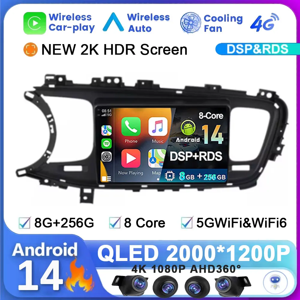 

9'' Android 14 For KIA K5 Optima 3 TF 2010 - 2015 Car Radio Carplay Autoradio Touchscreen Multimedia Video Navigation Player GPS