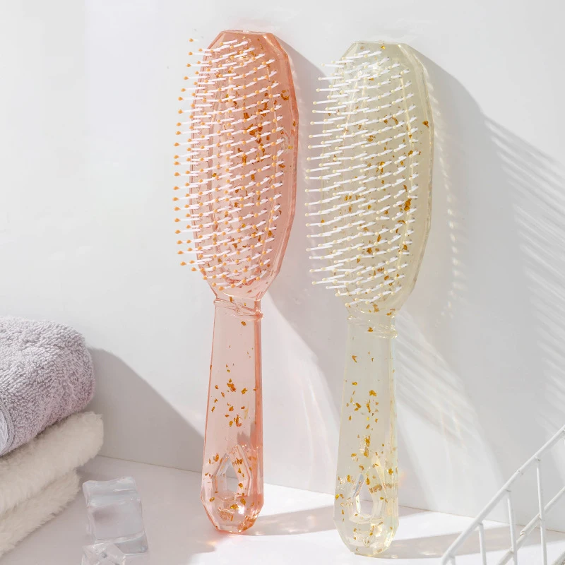 1 peine de masaje del cuero cabelludo de cristal de plástico, cepillo de masaje antiestático, cepillo de masaje de ducha sin enredos, especial para pelucas de cabello real