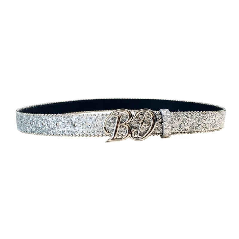 PU-riem Jean-tailleband Heavy Duty riem met ingelegde glitter-punkriem