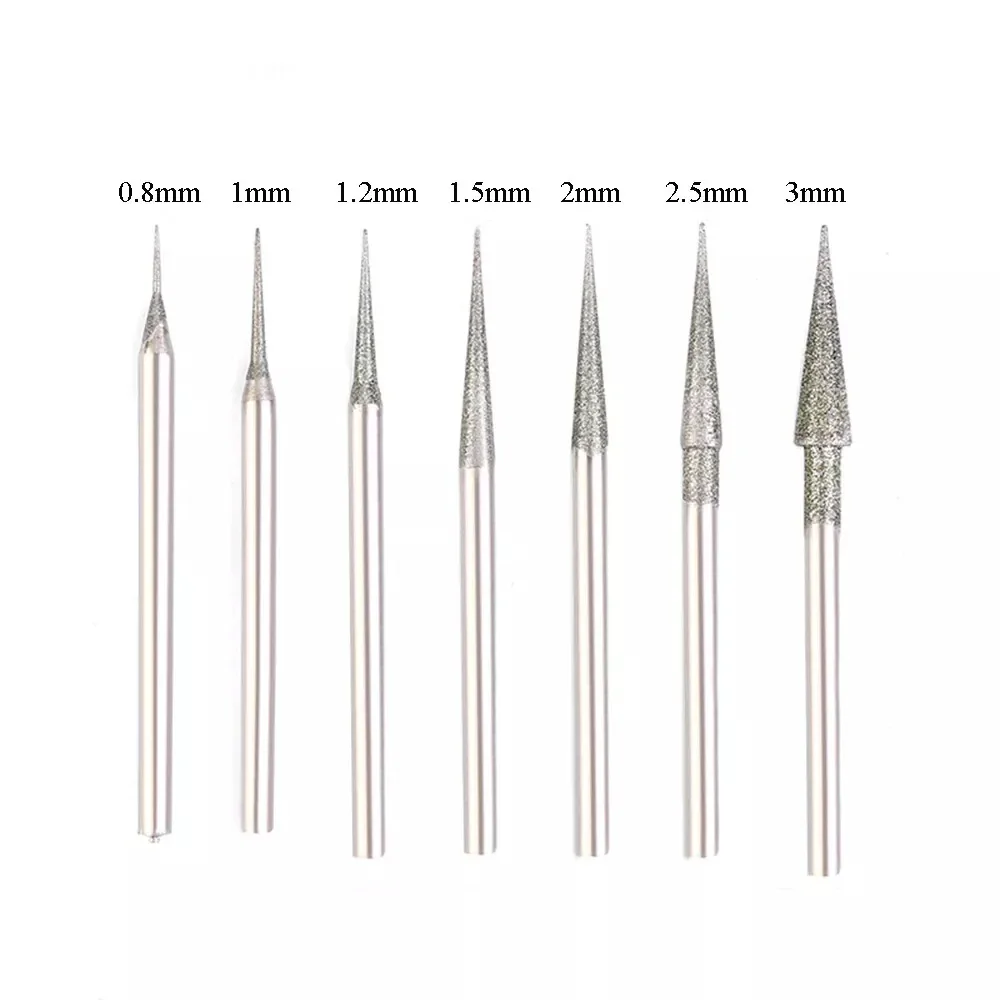 Imagem -03 - Diamond Burr Grinding Bit Shank Glass Stone Jade para Dremel Rotary Tools 0.6 mm 0.8 mm mm 1.2 mm 1.5 mm mm 2.5 mm mm Milímetros 235 Milímetros