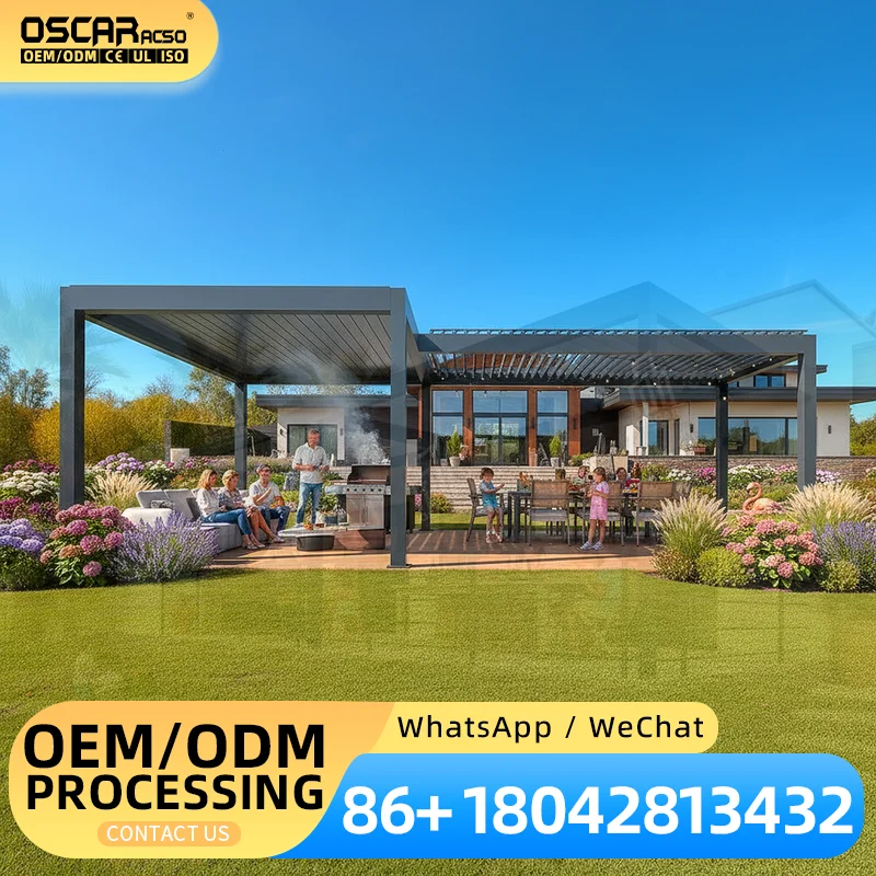 DIY Modern Design Louvered Aluminium Luxury Garden Pavilion for Backyard Patio and Poolside pergola