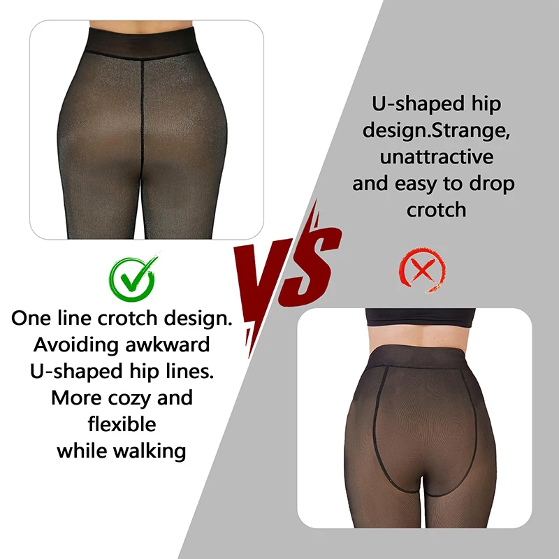 النساء صوف مبطن الجوارب وهمية شفافة جوارب طويلة دافئة طماق لامع سميكة الجوارب الدافئة لفصل الشتاء الجوارب الحرارية سلس