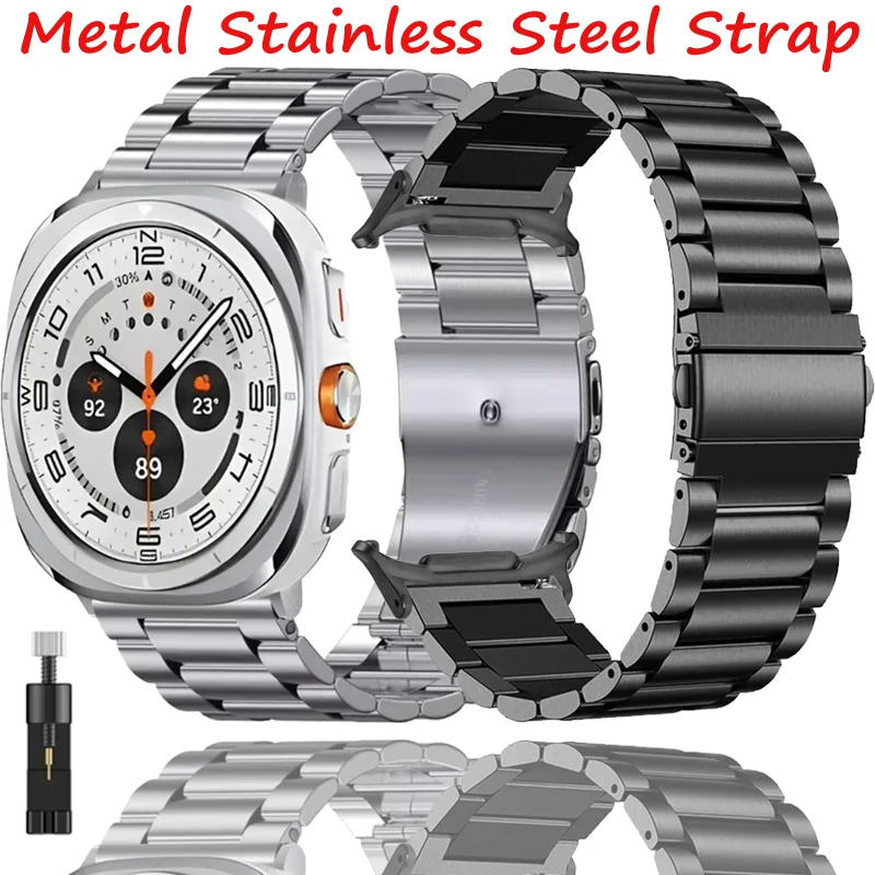 

Ремешок из нержавеющей стали для Samsung Galaxy Watch 8 Ultra 47 мм, металлический дышащий браслет для Samsung Watch 7 Ultra 47 мм, аксессуары