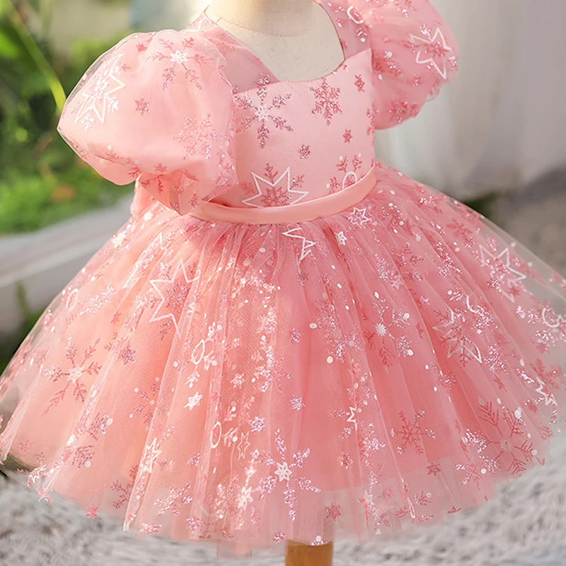 Children Eid Luxury Birthday Party Dress for Girls Mesh Tulle and Bow Fluffy Short Evening Gowns Kids Formal Cute Gala Dresses